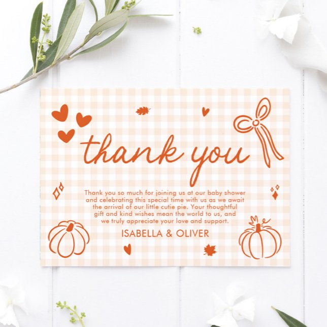 Queda Um Pequeno Cartões de agradecimentos De Abób (Fall Whimsical A Little Pumpkin Thank you card)