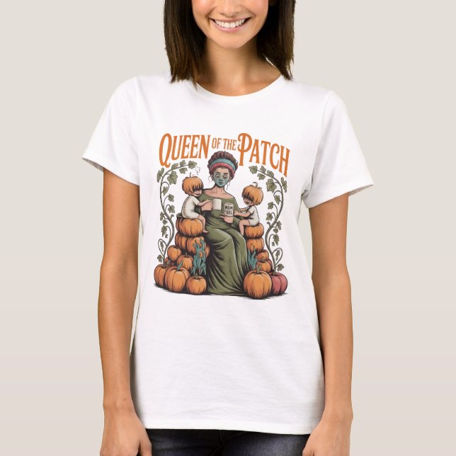 Queen of the Patch Mom T-Shirt Fall Pumpkin (Frente)