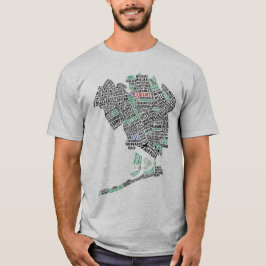 Queens New York Typografia Map T-Shirt