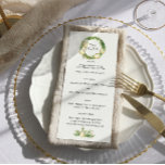 Queijo espumante | Menu Winter Greenery Wedding<br><div class="desc">Belos cartões de cardápio para elogiar suas configurações de mesa no seu casamento ou na próxima festa de janto. Adicione seu texto personalizado a este design usando as caixas "Editar este modelo design" no lado direito do item, ou clique no botão azul "Personalizar" para organizar o texto, alterar as fontes...</div>