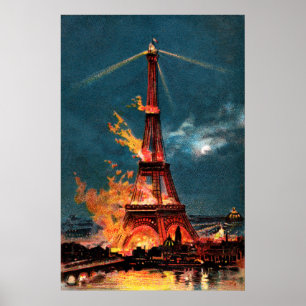 Queimando Poster da torre Eiffel