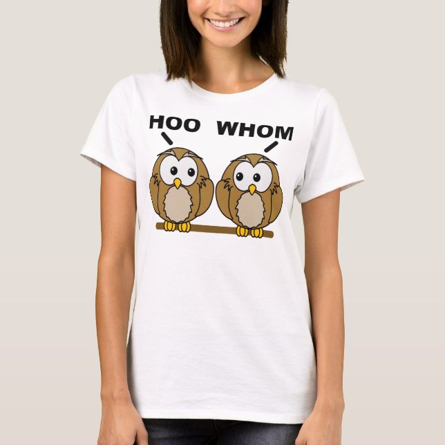 Quem a Quem Corujas Gramaticais Camiseta Divertida (Frente)