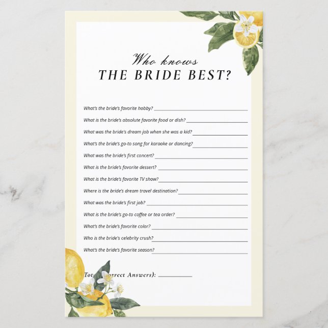 Quem Conhece a Noiva Melhor Jogo de Chá de Panela  (Frente)