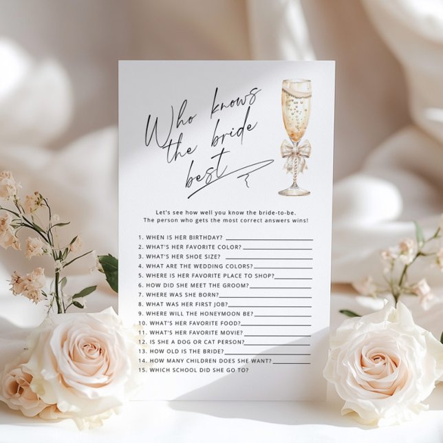 Quem conhece a noiva melhor jogo Pearls e Prosecco (Criador carregado)