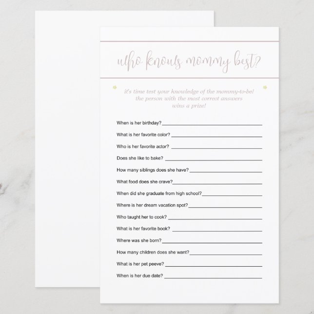 Quem Conhece Melhor a Mamãe Jogo de Adivinhação Es (Frente/Verso)