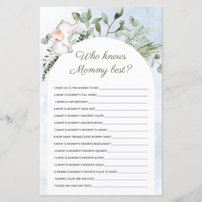 Quem conhece melhor a Mamãe Jogo de Chá de Bebê Az (Frente)