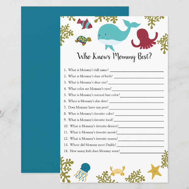 Quem Conhece Melhor a Mamãe no Chá de Bebê Submari (Frente/Verso)