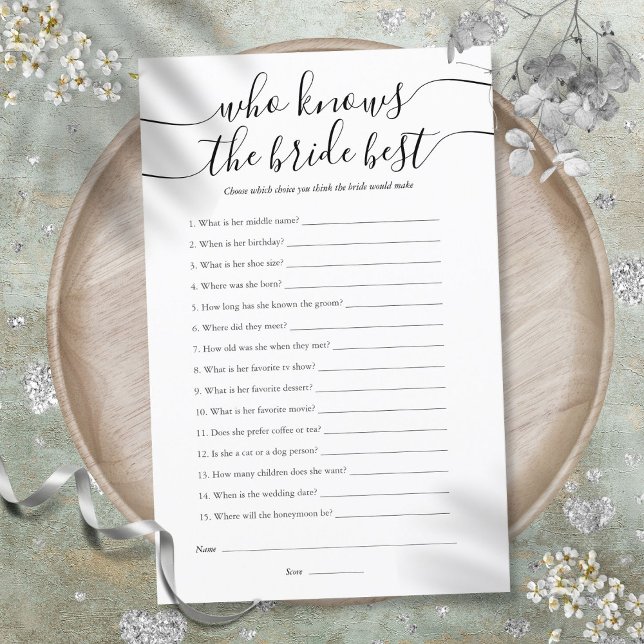 Quem Conhece Melhor a Noiva Jogo para Chá de Noiva (Who Knows The Bride Best Bridal Shower Game)