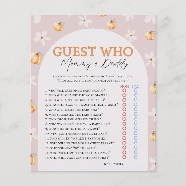 Quem Conhece O Jogo De Chá de fraldas De Abóbora E (Frente)