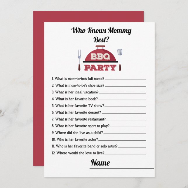 Quem Conhece O Melhor Cartão De Chá de fraldas De  (Frente/Verso)