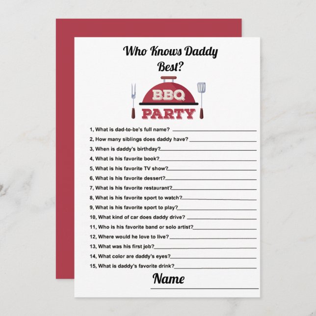 Quem Conhece O Melhor Cartão De Chá de fraldas Do  (Frente/Verso)