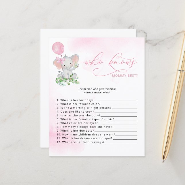 Quem Conhece O Melhor Jogo De Chá de fraldas Elefa (Frente/Verso In Situ)