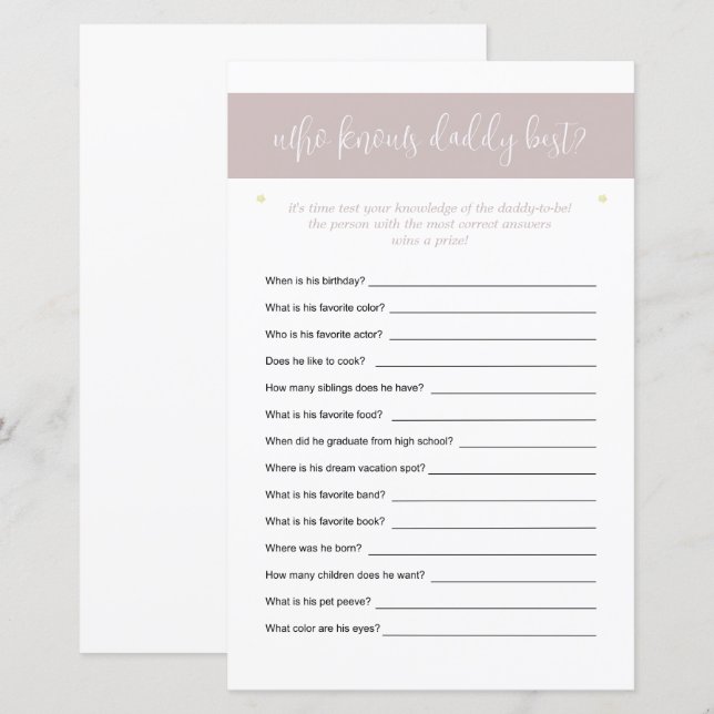 Quem Conhece O Pai Que Melhor Adivinha O Jogo Está (Frente/Verso)