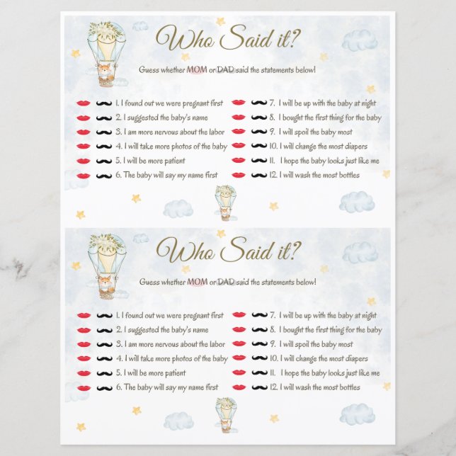 Quem Disse Isso? Jogo do chá de fraldas (Frente)