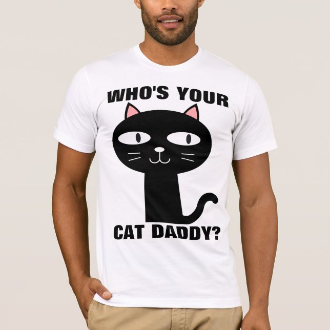 QUEM É O SEU PAI DE GATO? T-shirts de uso masculin (Frente)
