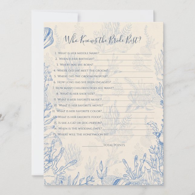 Quem Sabe Cartão de Jogo da Noiva (Frente)