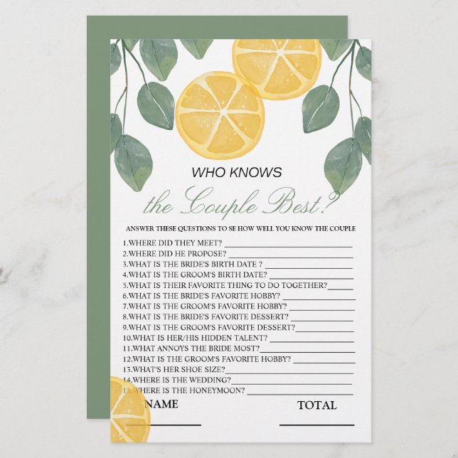 Quem sabe o melhor jogo de limão (Frente/Verso)