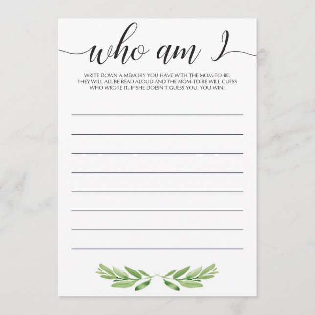 Quem Sou Eu Chá de fraldas Jogo Sexo Neutro (Frente)