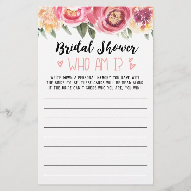 Quem sou eu Chá de panela ou jogo do Hen Party (Frente)