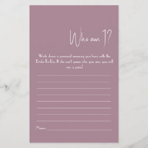 Quem Sou Eu? Folheto de jogos do chá