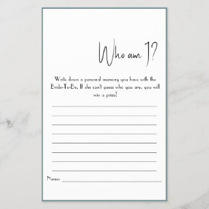 Quem Sou Eu? Folheto de jogos do chá