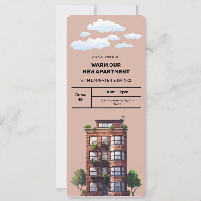 Quente nosso novo convite para o apartamento (Frente)