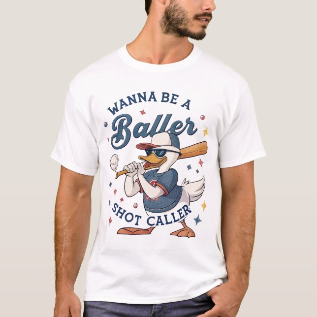 Quer ser um jogador: Duck Baseball Chefe T-Shirt (Frente)