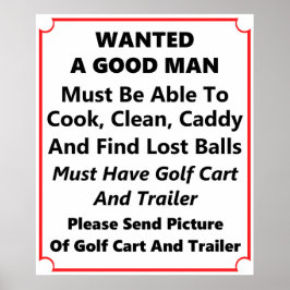 Queria um bom homem - Poster de golfe