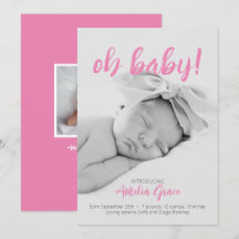 Querida! Anúncio de Nascimento em Rosa
