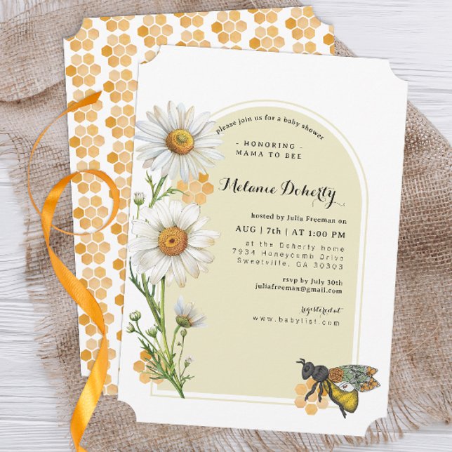Querida Bee Mama para o Convite à Chá de fraldas | (Bee Baby Shower Invite)