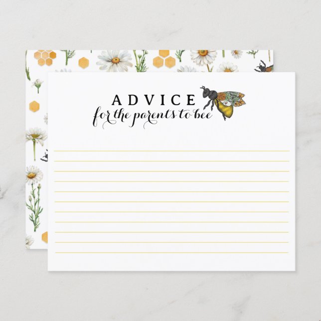 Querida Bee Pais para Bebê Cartão de Aconselhament (Frente/Verso)