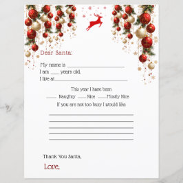 Querida Carta de Natal Vermelho Dourado Enfeites Á
