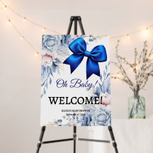 Querida! Chá de fraldas Azul Floral Elegante