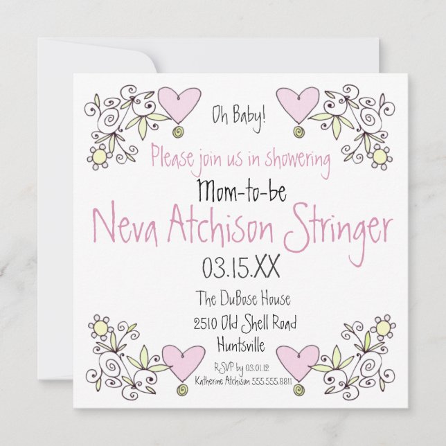 Querida! Convite para Chás de jardim (Frente)