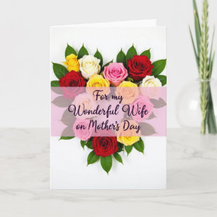 Querida Esposa Rosas Cartão do Dia das Mães