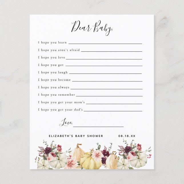 Querido bebê deseja | Jogo Chá de fraldas (Frente)