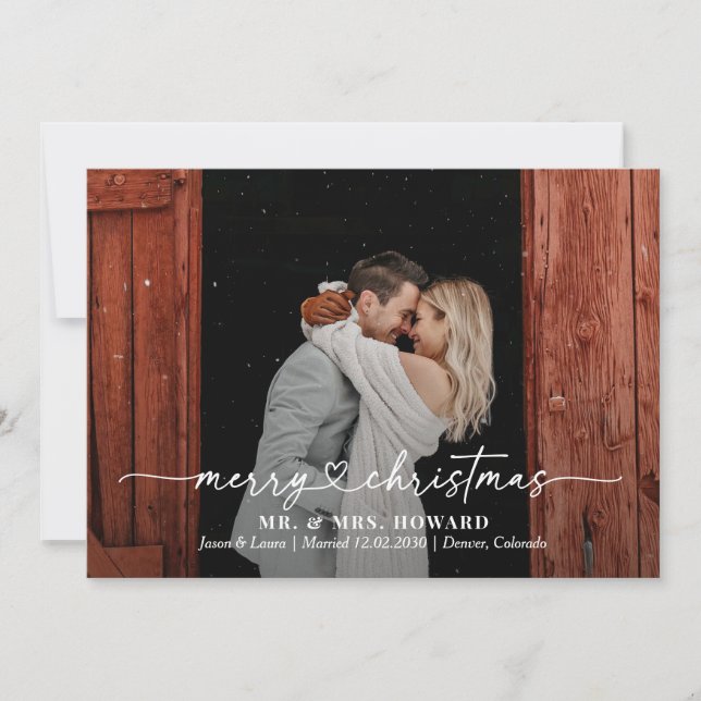 Querido Coração Feliz Cartão com fotos de Natal (Frente)