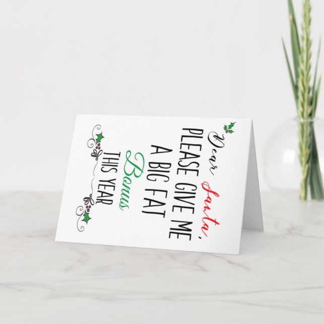 Querido Papai Noel Cartão de Bônus (Frente)