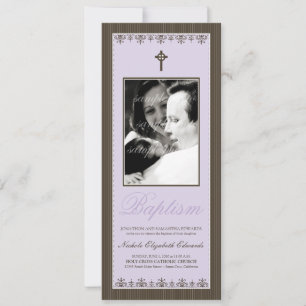 Querido Vitoriano 4 x 9,25" Convite Lilac Baptism