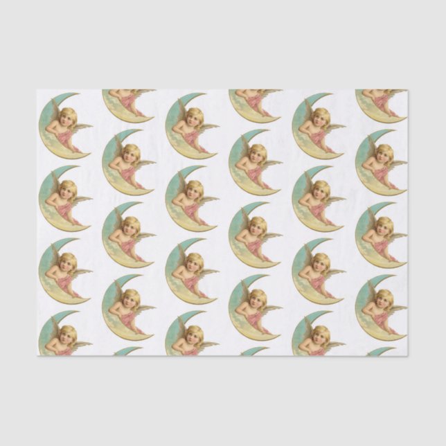 QUERUBIM do lenço de papel 10lb, o branco E LUA (Frente )