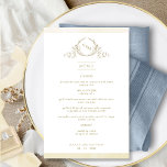 Quic Monograma Champagne Watercolor Menu Casamento<br><div class="desc">Bem-vindos aos seus convidados para a mesa com este elegante cardápio monograma monograma, com um belo monograma de folhas desenhado à mão com casais iniciais, e listras de borda de cor de água de creme de champanhe. Voltar com uma bela lavagem a aquarela numa variedade de champanhe, creme de manteiga,...</div>