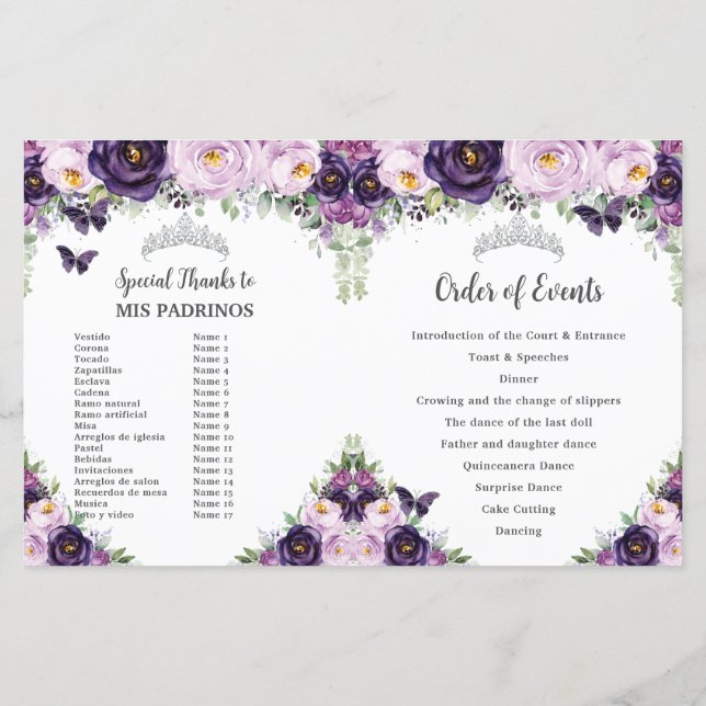 Quic Quinceañera Purple Butterflies Program (Verso)