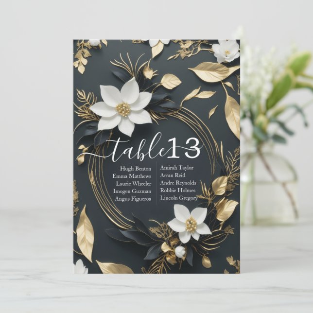 Quic White Dourado Floral Wreath Número da Tabela  (Em pé/Frente)