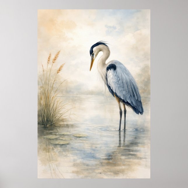 Quiet Marsh Heron | Blue Heron | Poster (Frente)