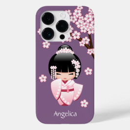 Quimono Rosa Boneca Kawaii Kokeshi em Roxo