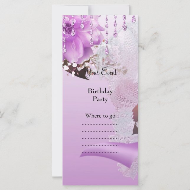 Quinceanera 15 Lilás Cor-de-rosa Branco (Frente)