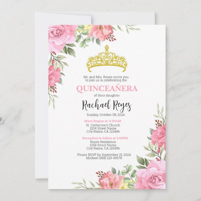 Quinceañera Birthday Convite Modelo (Frente)