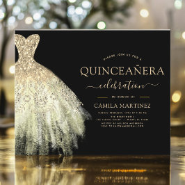 Quinceanera Black e Glitter Sparkle Dourado