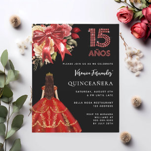 Quinceanera black red arco floral convite
