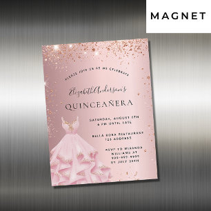 Quinceanera blush cor-de-rosa com o íman de convit